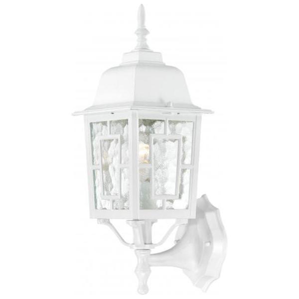 1 Light 17" White Clear Water Glass Shade Wall Lantern