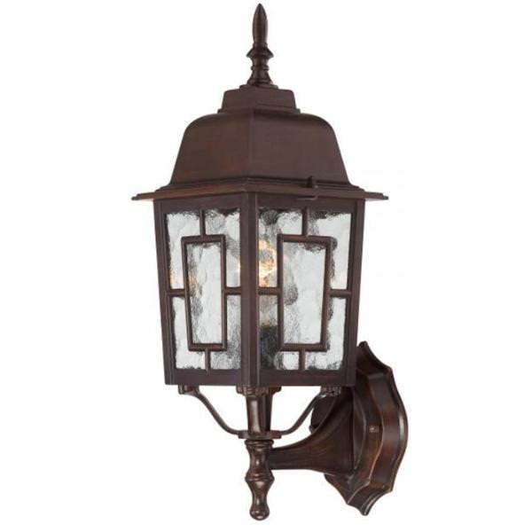 1 Light 17" Rustic Bronze Clear Water Glass Shade Wall Lantern