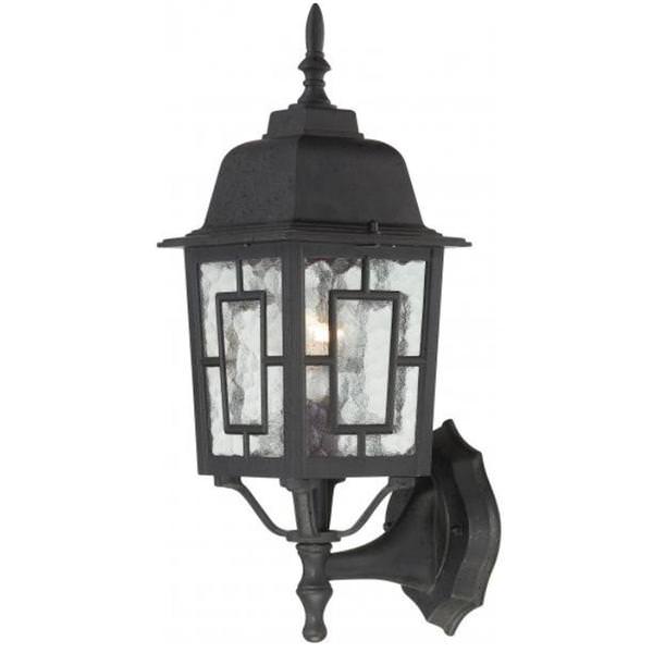 1 Light 17" Textured Black Clear Water Glass Shade Wall Lantern