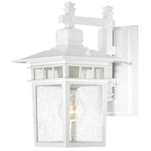 1 Light 12" White Clear Seeded Glass Shade Wall Lantern