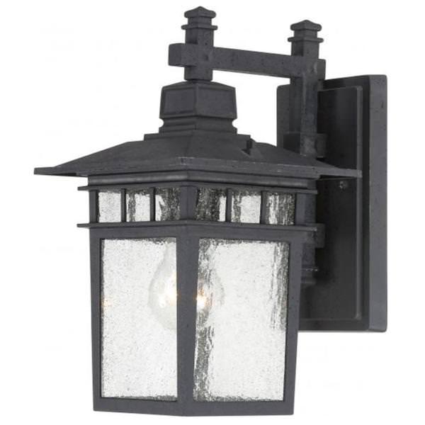 1 Light 12" Textured Black Clear Seeded Glass Shade Wall Lantern