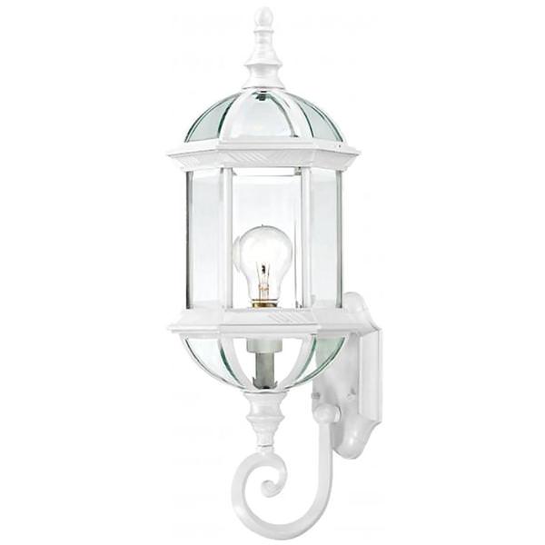1 Light 22" White Clear Beveled Glass Shade Wall Lantern