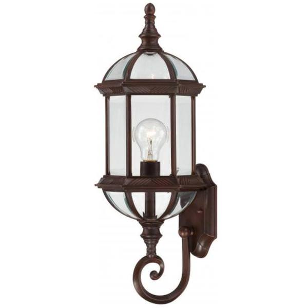 1 Light 22" Rustic Bronze Clear Beveled Glass Shade Wall Lantern