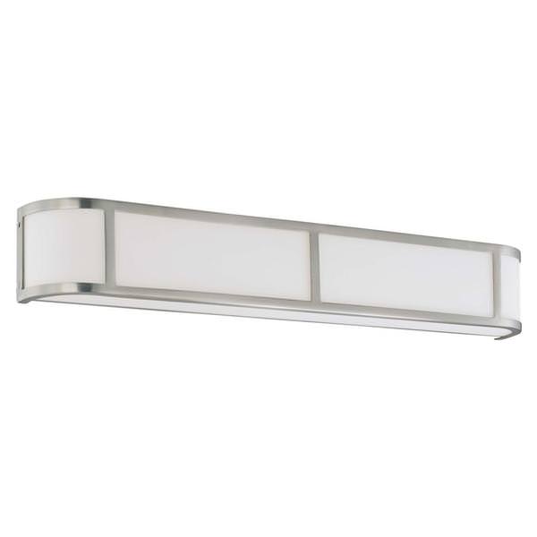 4 Light Brushed Nickel White Satin Glass Shade Wall Light Fixture