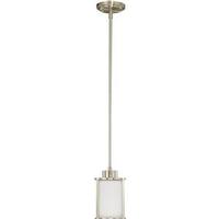 View 1 Light Brushed Nickel White Satin Glass Shade Mini Pendant Light Fixture
