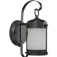 Nuvo Lighting 1 Light 5" Textured Black Frosted Glass Shade Wall Lantern Light Fixture with Photocell