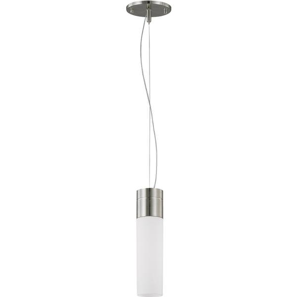 1 Light Brushed Nickel White Glass Shade Pendant Light Fixture