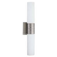 View 2 Light Brushed Nickel White Satin Glass Tube Vertical Wall Sconce Light Fixture