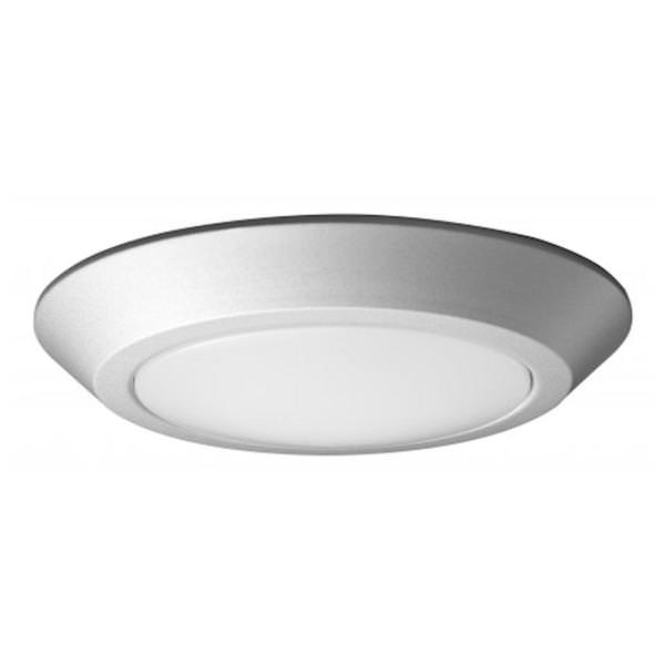 10" Round 12 watt 120 volt 3000K Brushed Nickel Frosted White Polymer Shade LED Disk Light