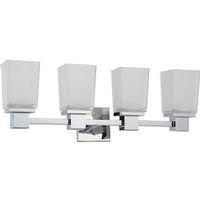 Nuvo Lighting 4 Light Polished Chrome Sandstone Etched Glass Shades Vanity Light Fixture