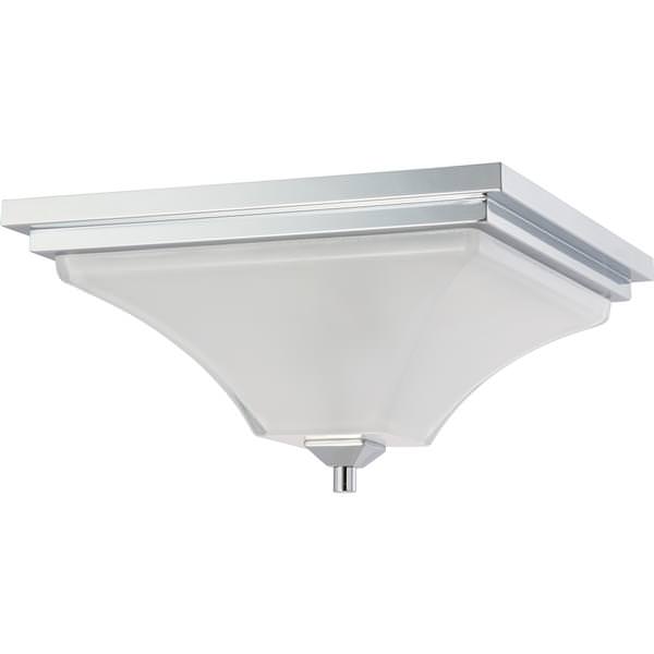 2 Light Polished Chrome Sandstone Etched Glass Shade Ceiling Light Fixture