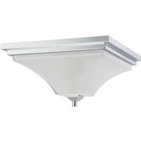 View 2 Light Polished Chrome Sandstone Etched Glass Shade Ceiling Light Fixture