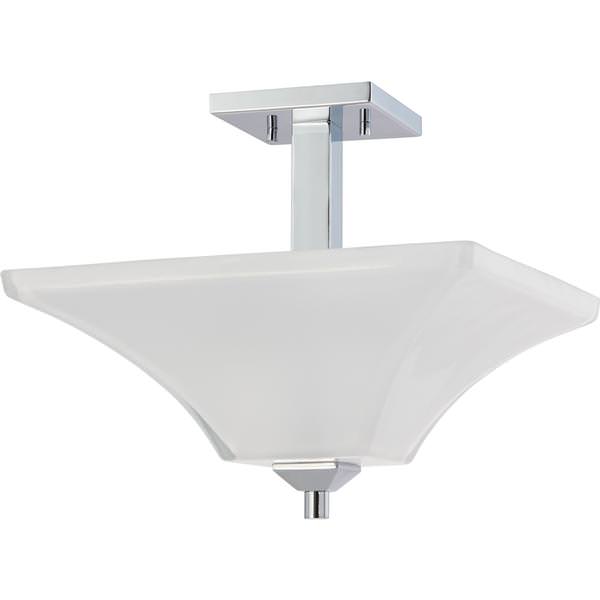 2 Light Polished Chrome Sandstone Etched Glass Shade Ceiling Light Fixture