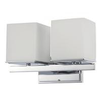 View 2 Light Polished Chrome White Satin Glass Shades Vanity Light Fixture