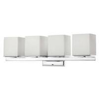 View 4 Light Polished Chrome Satin White Glass Shades Vanity Light Fixture
