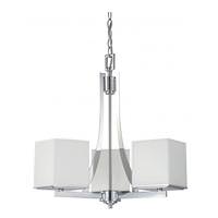 View 3 Light Polished Chrome White Satin Glass Shades Chandelier Light Fixture
