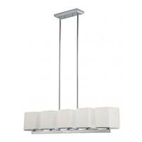 View 5 Light Polished Chrome White Satin Glass Shades Island Pendant Light Fixture