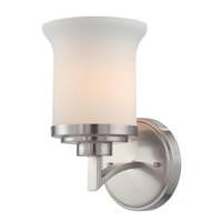 View 1 Light Brushed Nickel White Satin Glass Shade Vanity Light Fixture