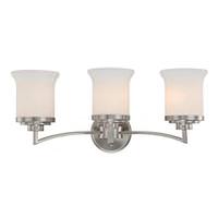 View 3 Light Brushed Nickel White Satin Glass Shades Vanity Light Fixture