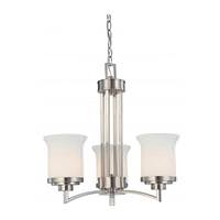 View 3 Light Brushed Nickel White Satin Glass Shades Chandelier Light Fixture