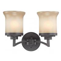 View 2 Light Dark Chocolate Bronze Saffron Glass Shades Vanity Light Fixture