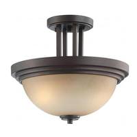 View 2 Light Dark Chocolate Bronze Saffron Glass Shade Ceiling Light Fixture