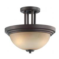 View 2 Light Dark Chocolate Bronze Saffron Glass Shade Ceiling Light Fixture