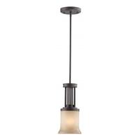 View 1 Light Dark Chocolate Bronze Saffron Glass Shade Mini Pendant Light Fixture