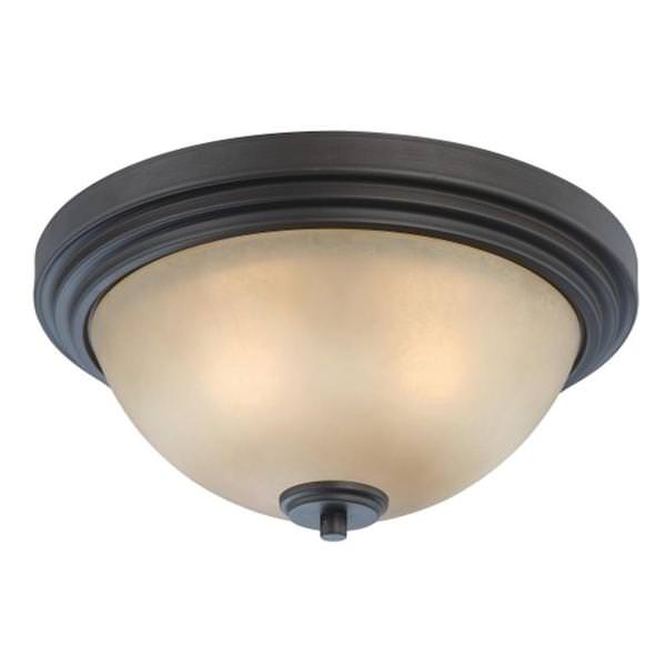 2 Light Dark Chocolate Bronze Saffron Glass Shade Ceiling Light Fixture