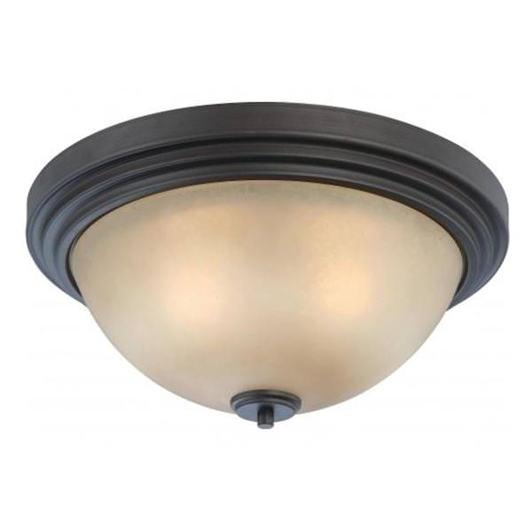 3 Light Dark Chocolate Bronze Saffron Glass Shade Ceiling Light Fixture