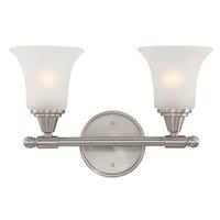 View 2 Light Brushed Nickel Frosted Glass Shades Vanity Light Fixture