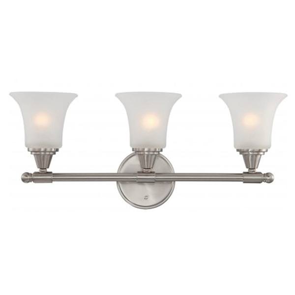3 Light Brushed Nickel Frosted Glass Shades Vanity Light Fixture