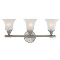 View 3 Light Brushed Nickel Frosted Glass Shades Vanity Light Fixture