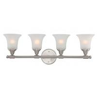 View 4 Light Brushed Nickel Frosted Glass Shades Vanity Light Fixture