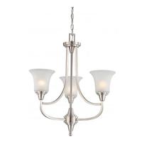 View 3 Light Brushed Nickel Frosted Glass Shades Chandelier Light Fixture