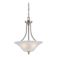 View 3 Light Brushed Nickel Frosted Glass Shade Pendant Light Fixture