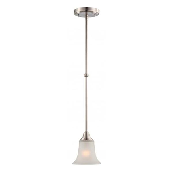 1 Light Brushed Nickel Frosted Glass Shade Mini Pendant Light Fixture