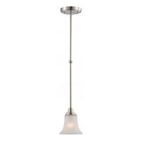 View 1 Light Brushed Nickel Frosted Glass Shade Mini Pendant Light Fixture