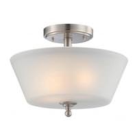 View 2 Light 13" Round Brushed Nickel Frosted Glass Shade Ceiling Light Fixture