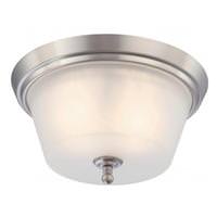 View 2 Light 13" Round Brushed Nickel Frosted Glass Shade Ceiling Light Fixture