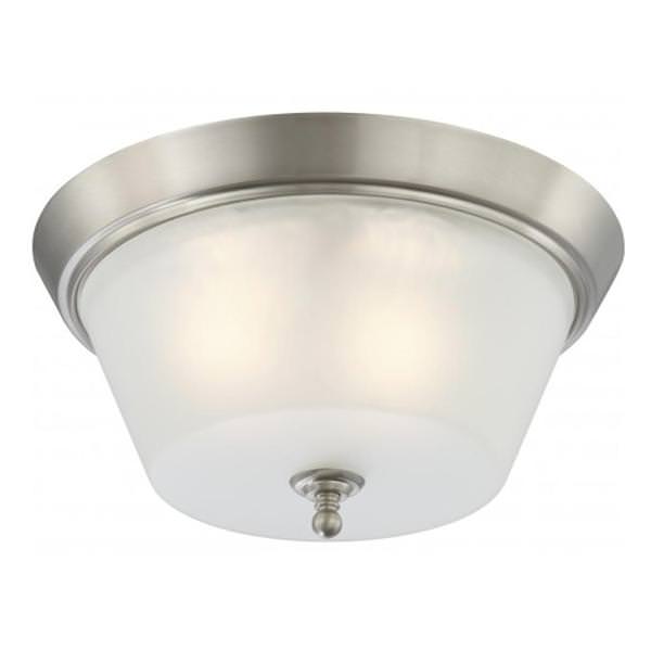 3 Light Brushed Nickel Frosted Glass Shade Ceiling Light Fixture