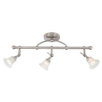 View 3 Light Brushed Nickel Frosted Glass Shades Fixed Track Bar Light Fixture