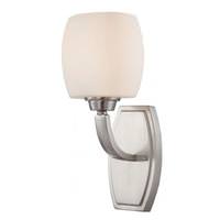 View 1 Light Brushed Nickel White Satin Glass Shade Vanity Light Fixture