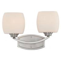 View 2 Light Brushed Nickel White Satin Glass Shades Vanity Light Fixture