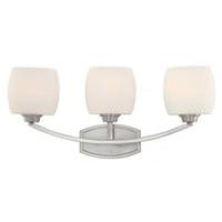 View 3 Light Brushed Nickel White Satin Glass Shades Vanity Light Fixture