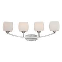 View 4 Light Brushed Nickel White Satin Glass Shades Vanity Light Fixture