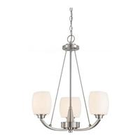 View 3 Light Brushed Nickel White Satin Glass Shades Chandelier Light Fixture