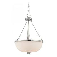 View 3 Light Brushed Nickel White Satin Glass Shade Pendant Light Fixture