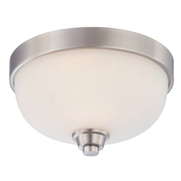 1 Light 11" Brushed Nickel White Satin Glass Shade Ceiling Light Fixture
