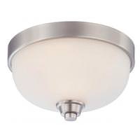 View 1 Light 11" Brushed Nickel White Satin Glass Shade Ceiling Light Fixture